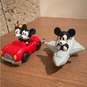 Set of 2 Disney McDonalds Mickey Minnie Mouse Runaway Railway Car Mission Space